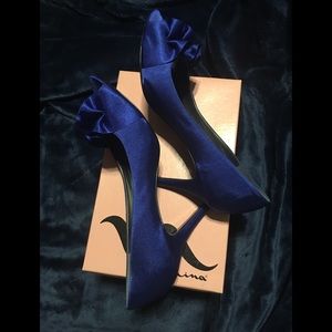 Beautiful Blue Satin Shoes by Nina Size 10 NWBox!